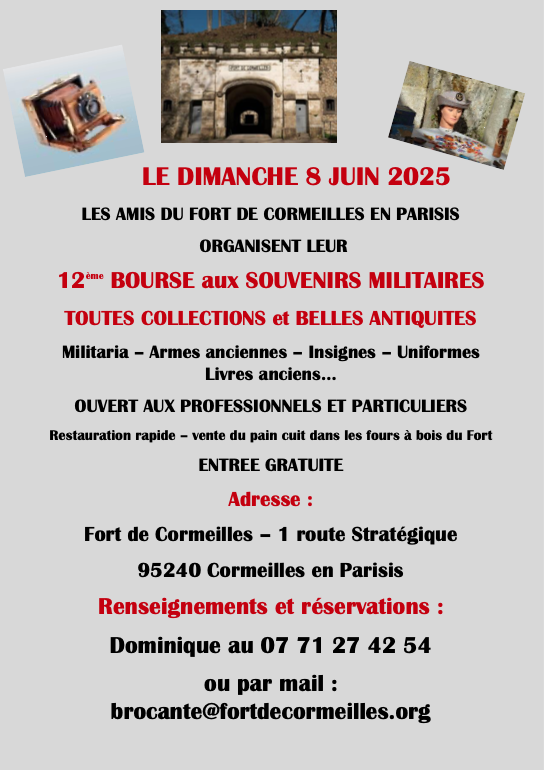 12ème bourse aux souvenirs militaires dans le fort de Cormeilles en Parisis 95240